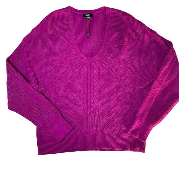 Express Sweaters - Express Vibrant Magenta Textured Knit Sweater
